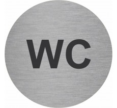 Plaque porte alu ou pvc picto rond "WC"