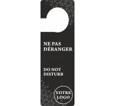 Pancarte accroche-porte avec logo personnalisé, noir