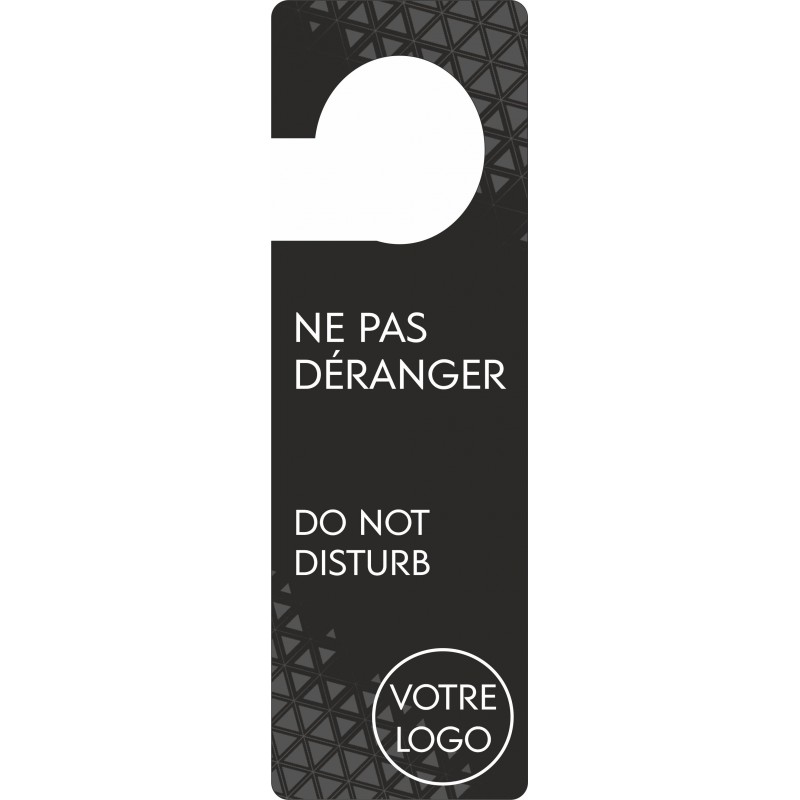 Pancarte accroches-portes ne pas déranger avec logo personnalisé, noire