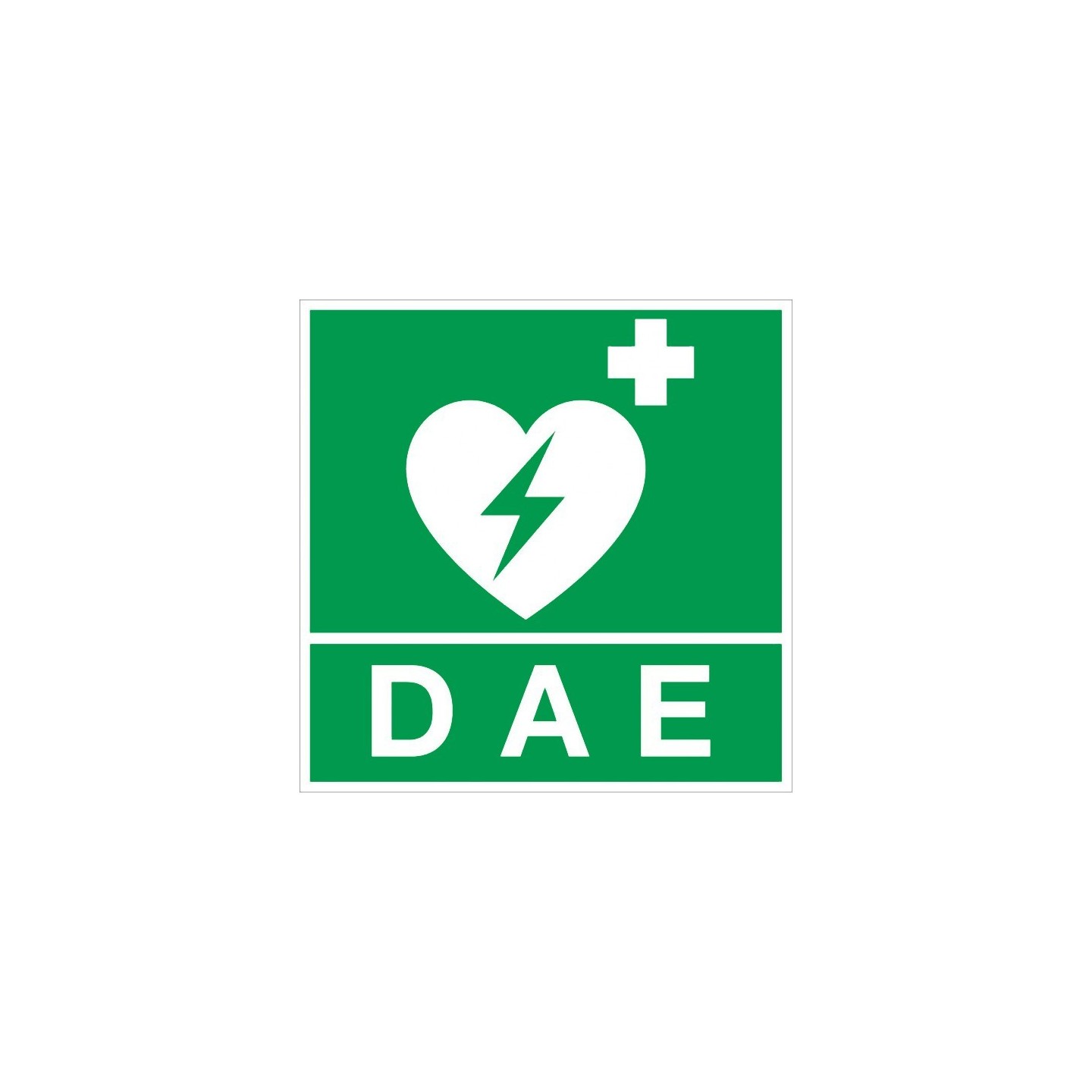 Panneau Défibrillateur DAE + en PVC rigide dim: H 200x L 200 mm