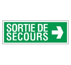 Adhésif ou panneau PVC rigide dim: H 120 x L 330 mm Sortie de secours vers la droite