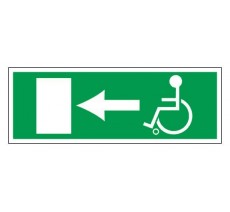 Adhésif ou panneau PVC rigide dim: H 120 x L 330 mm Sortie de secours pour handicapés vers la gauche