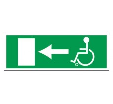 Adhésif ou panneau PVC rigide dim: H 120 x L 330 mm Sortie de secours pour handicapés vers la gauche