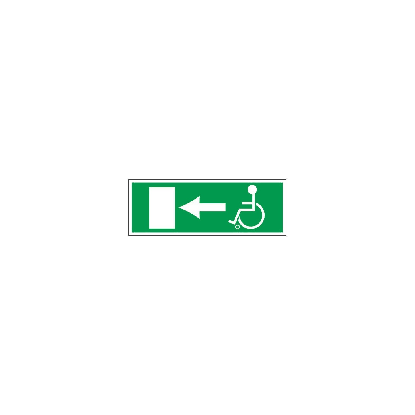 Panneau PVC ou adhésif. Sortie secours handicapés à gauche