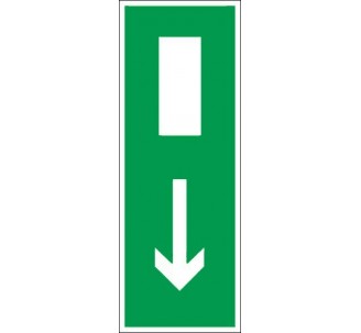 Panneau PVC rigide dim: H 120 x L 330 mm Sortie de secours vers le bas