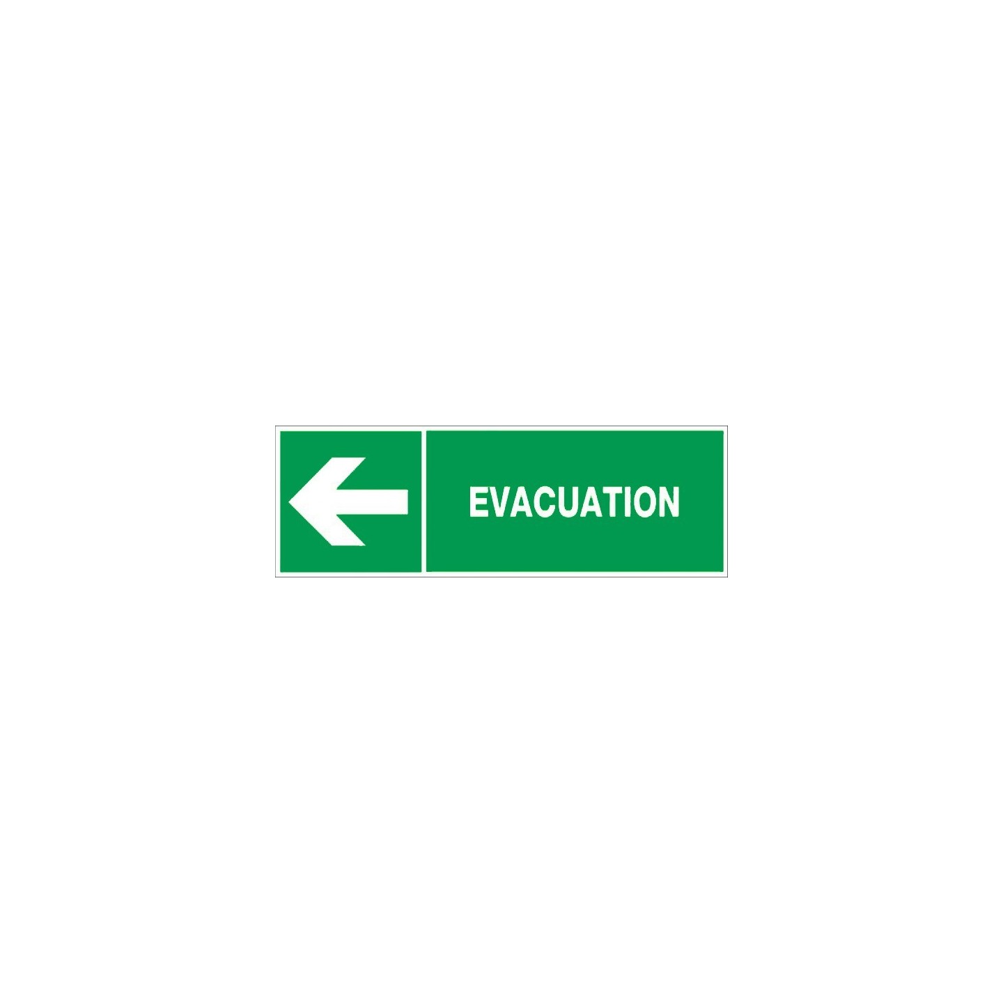 Panneau Evacuation par la gauche en PVC dim: 150x450 mm 