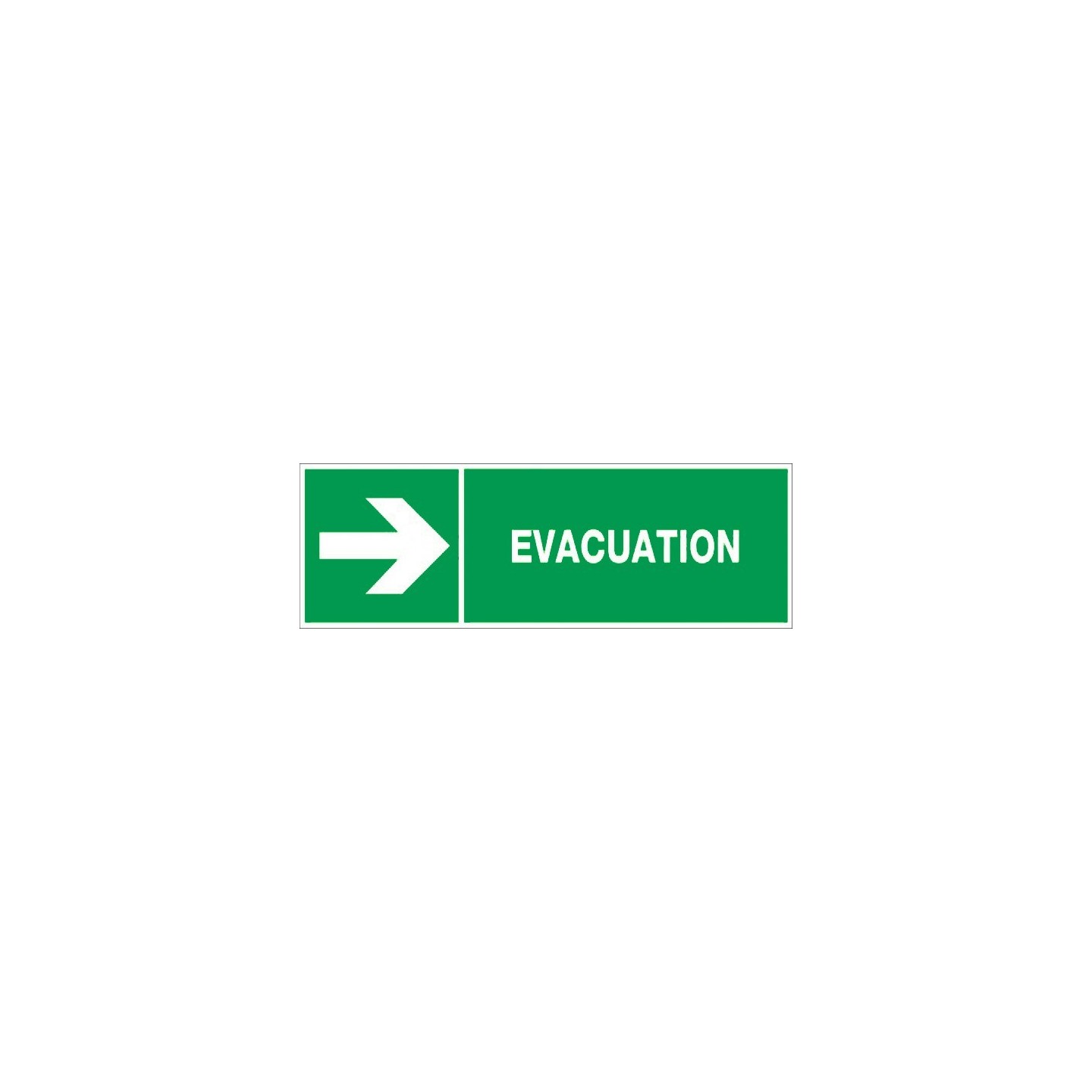 Panneau Evacuation par la droite en PVC dim: 150x450 mm  