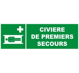 Panneau PVC rigide dim: H 150 x L 450 mm Civière de premiers secours