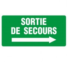 Panneau PVC rigide dim: H 480 x L 960 mm Sortie de secours vers la droite