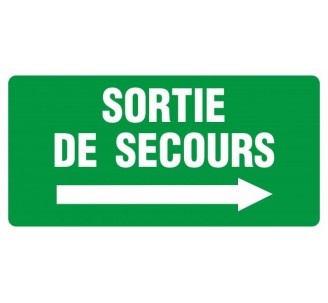 Panneau PVC rigide dim: H 480 x L 960 mm Sortie de secours vers la droite