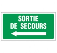 Panneau PVC rigide dim: H 480 x L 960 mm Sortie de secours vers la gauche