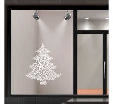 Autocollant pour vitrine sapin n°12 "le féérique"