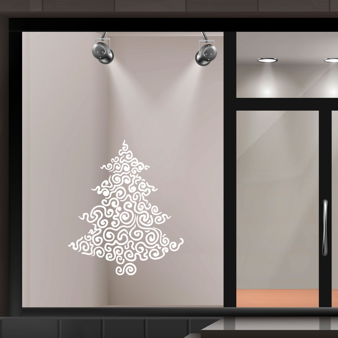 Autocollant pour vitrine sapin n°12 "le féérique"