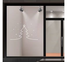 Sticker pour vitrine, sapin de noël avec étoiles