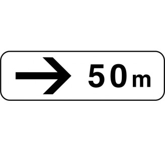 Panneau routier "50m à droite" M3b