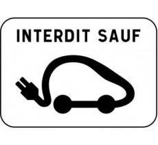 Panneau type routier "Interdit sauf voitures électriques" ref:M6i