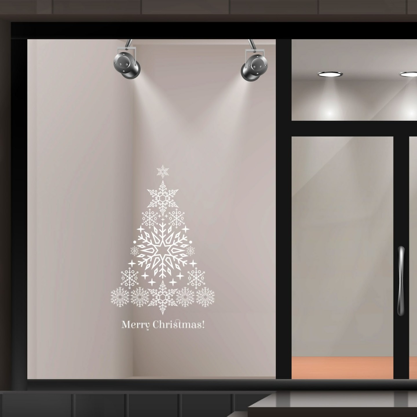Autocollant pour vitrine "Merry Christmas" + sapin de noël