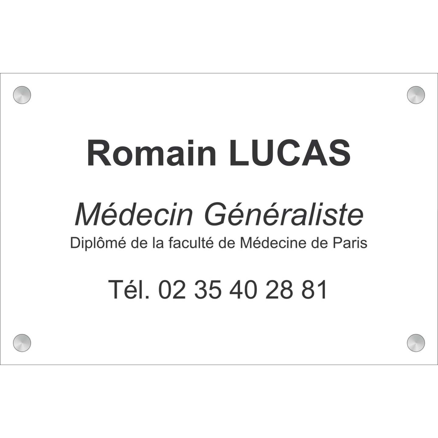 Plaque professionnelle Médecin