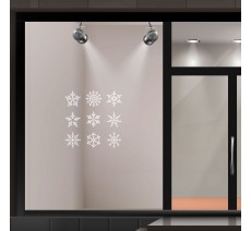 Kit de stickers pour vitrine de 9 flocons