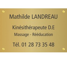 Plaque professionnelle Masseur kinésithérapeute - aluminium ou plexiglass