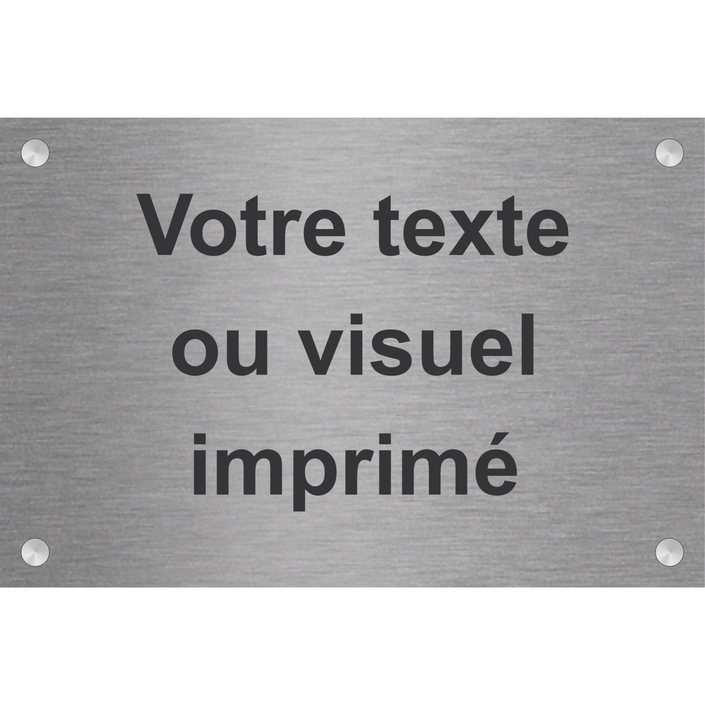 Plaque professionnelle en alu argent, texte noir