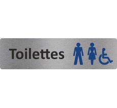 Plaque de porte standard en aluminium "Toilettes mixtes handicapé"