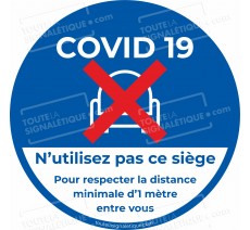 Autocollant coronavirus Covid 19 - Siège interdit