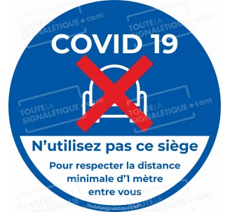 Autocollant covid-19 - Siège interdit