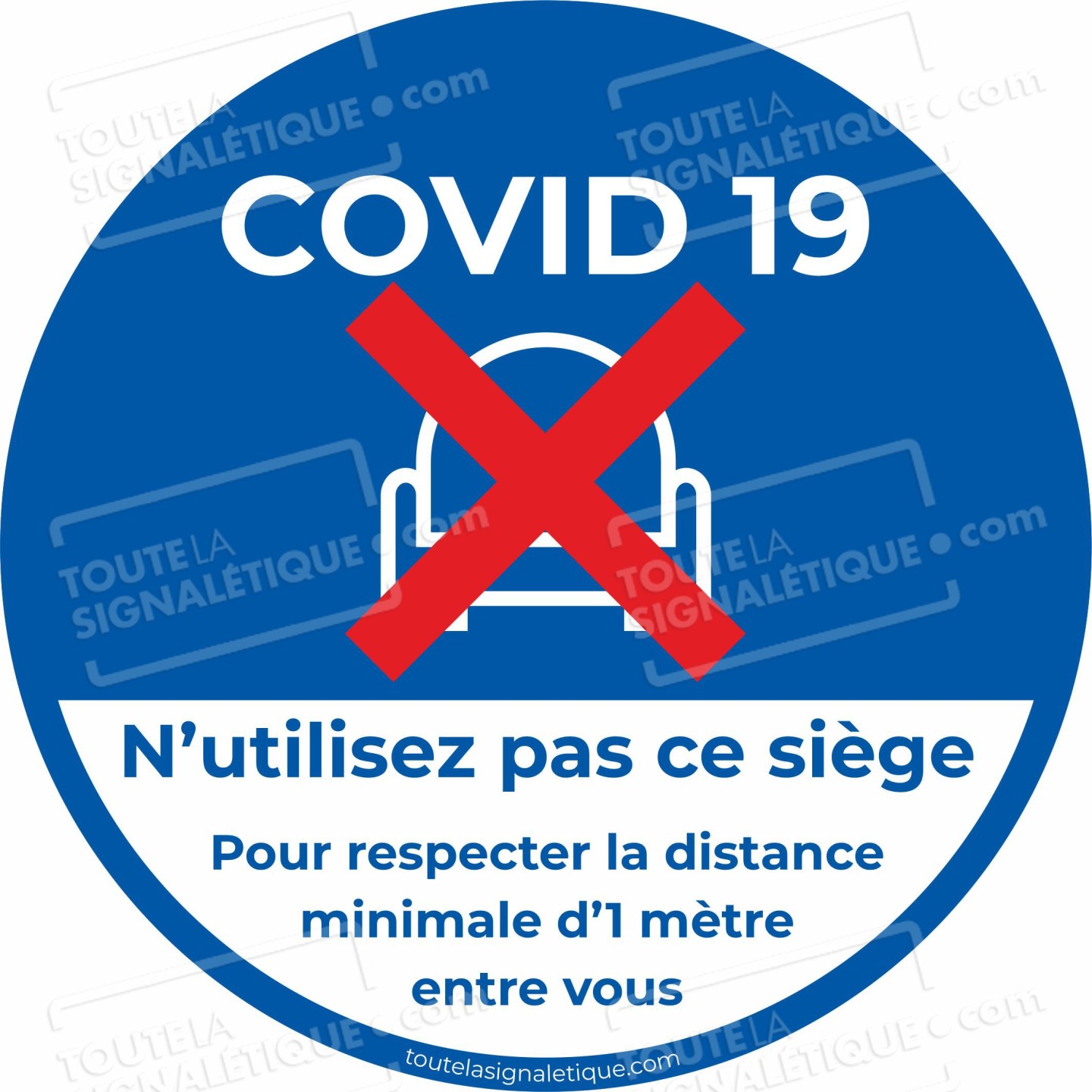 Autocollant covid-19 - Siège interdit