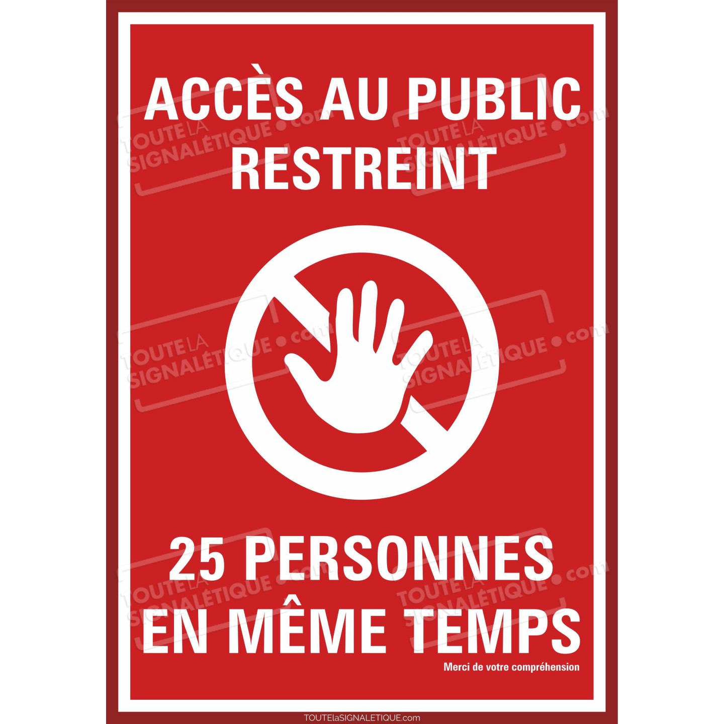 Panneau PVC ou sticker Coronavirus  -  3 personnes maxi