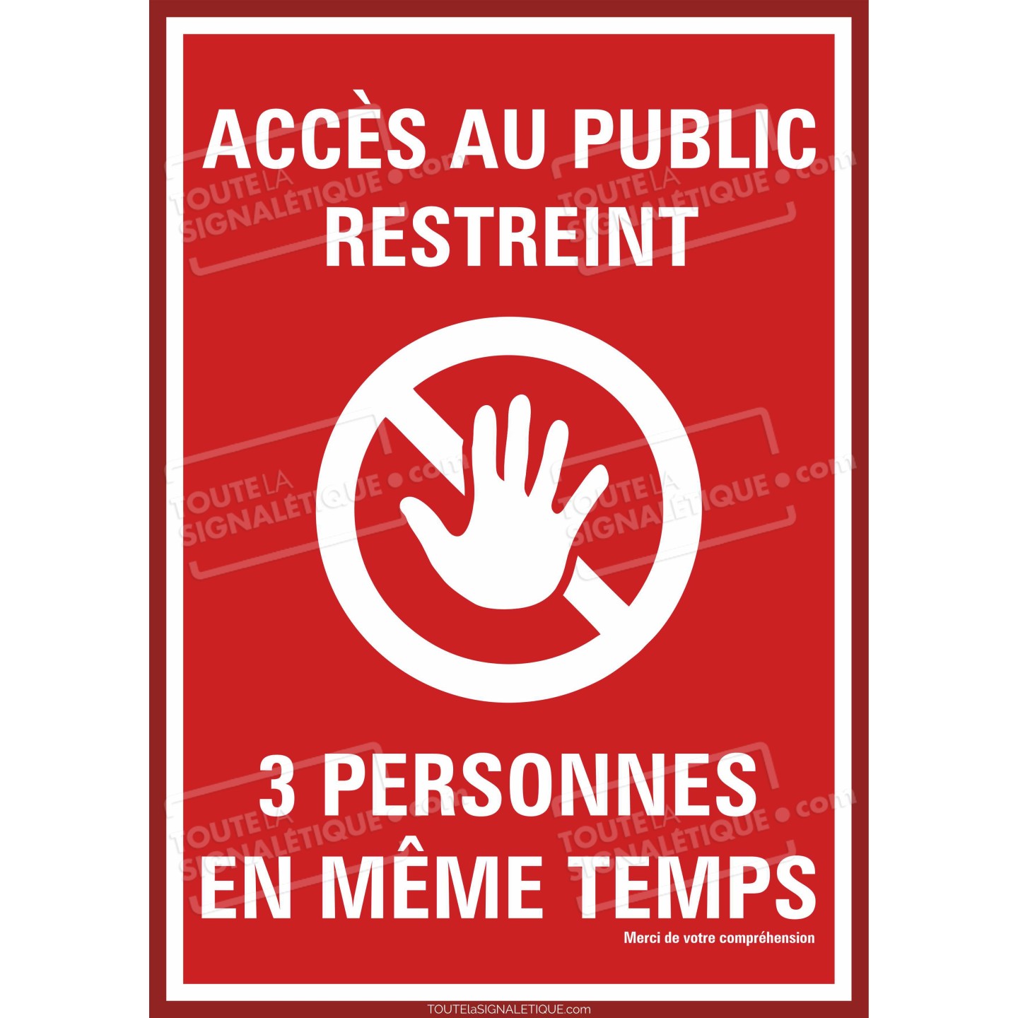 Panneau PVC ou sticker Coronavirus  -  3 personnes maxi