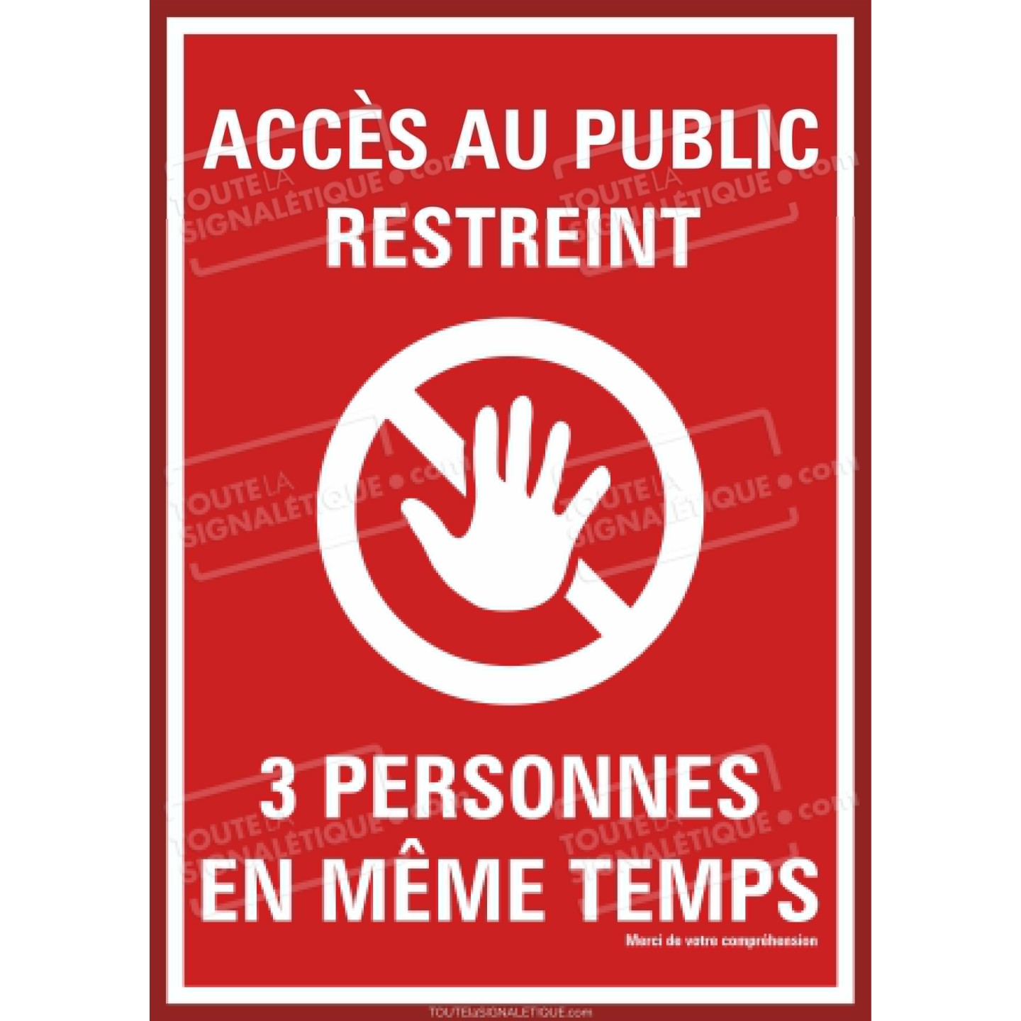 Panneau PVC ou sticker Coronavirus  -  3 personnes maxi