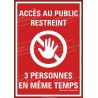 Panneau PVC ou sticker Coronavirus  -  3 personnes maxi