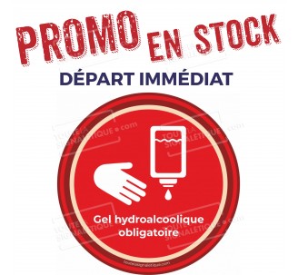 Panneau Gel hydroalcoolique obligatoire - Covid-19 - Rouge