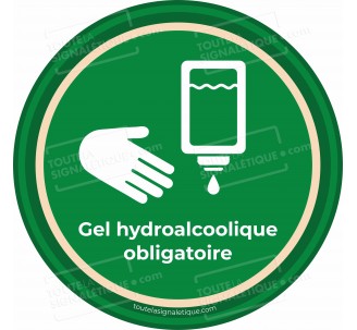 Panneau Gel hydroalcoolique obligatoire - Covid-19 - Vert