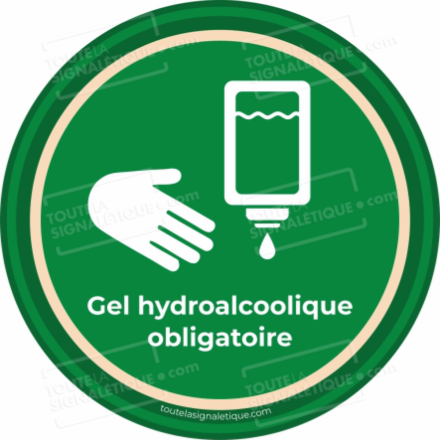 Panneau Gel hydroalcoolique obligatoire - Covid-19 - Vert