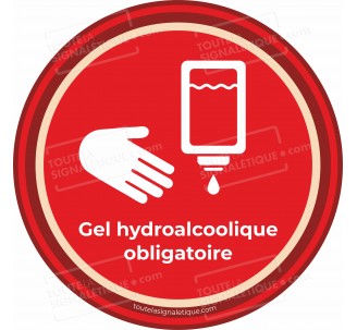 Panneau Gel hydroalcoolique obligatoire - Covid-19 - Rouge