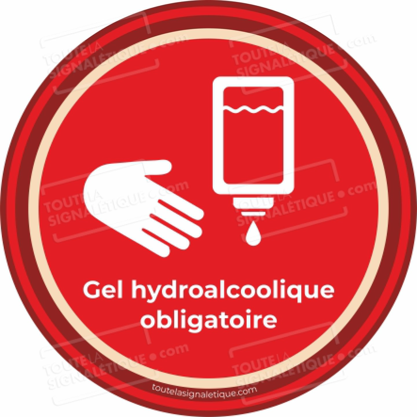 Panneau Gel hydroalcoolique obligatoire - Covid-19 - Rouge