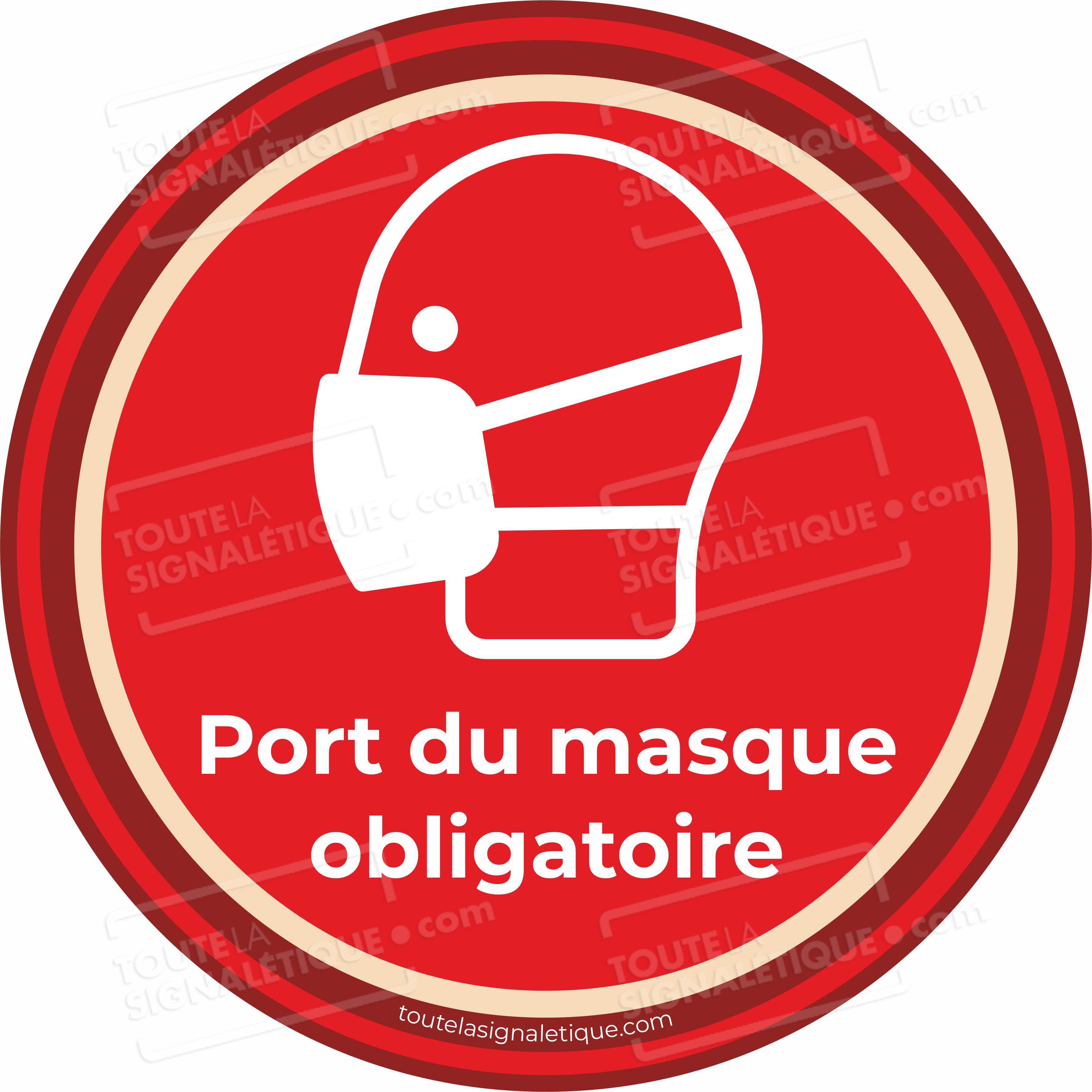 Panneau Port Du Masque Obligatoire Adhesif Autocollant Sticker Covid 19 Rouge