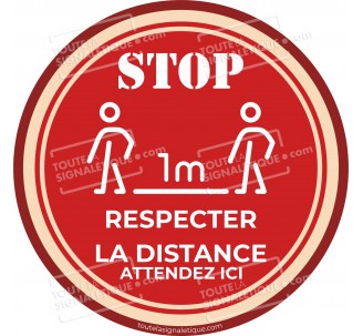 Rond au sol STOP , RESPECTER LA DISTANCE