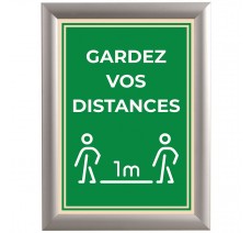 Cadre clic clac en alu avec affiche " Gardez vos distances " - Covid-19