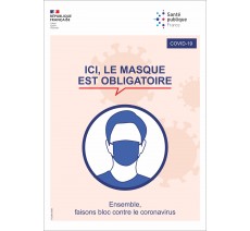 Panneau PVC ou sticker - Port du masque obligatoire - Officielle