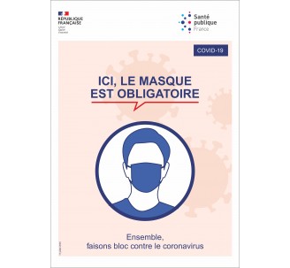 Panneau PVC ou sticker - Port du masque obligatoire - Officielle