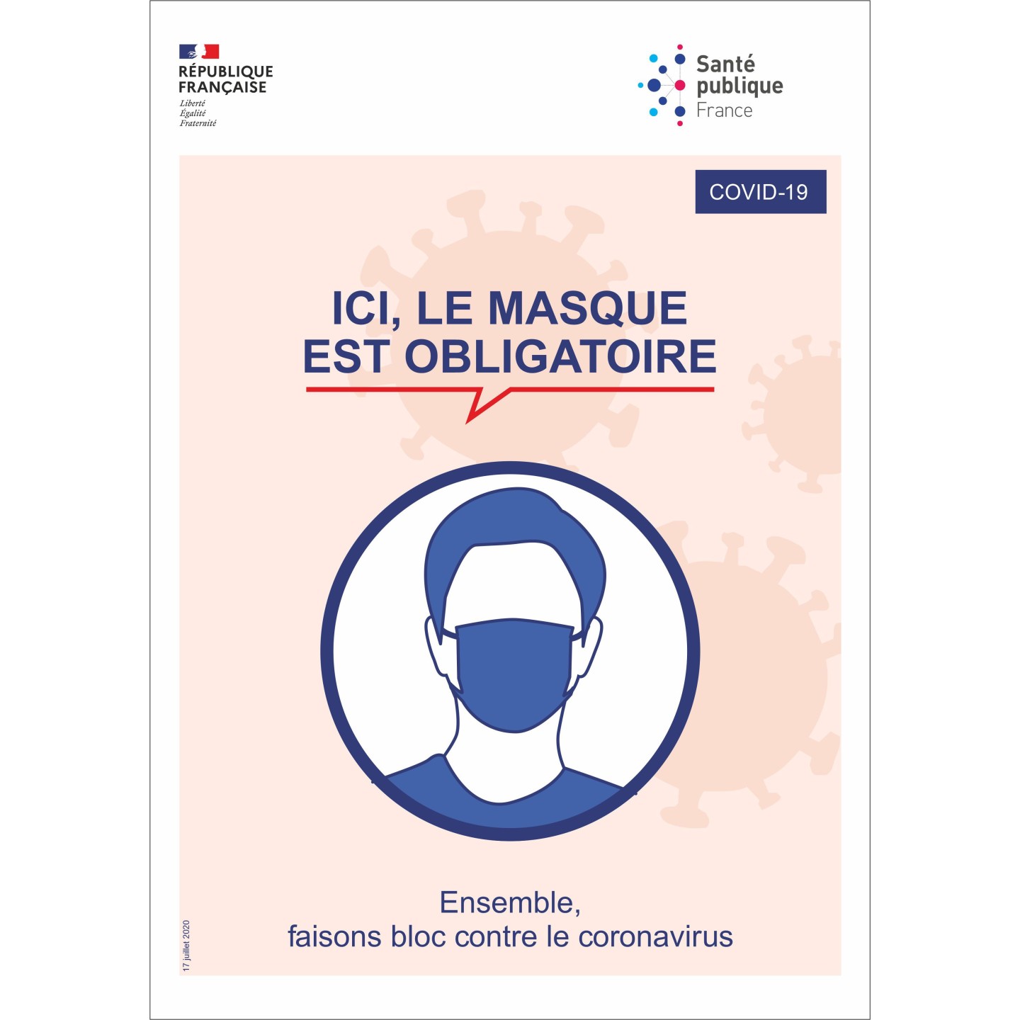 Panneau PVC ou sticker - Port du masque obligatoire - Officielle