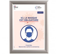 Cadre clic clac en alu avec affiche officielle - Port du masque obligatoire