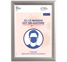 Cadre clic clac en alu avec affiche de la santé publique - Covid-19