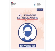 Panneau PVC ou sticker - Port du masque obligatoire - Officielle