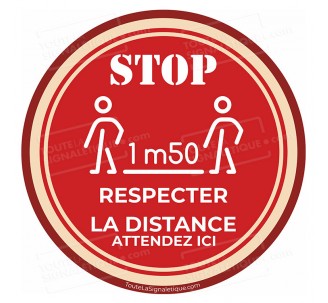 Rond au sol STOP , RESPECTER LA DISTANCE