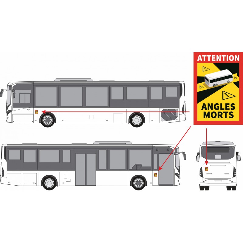Autocollant attention angles morts pour les bus obligatoire janvier 21
