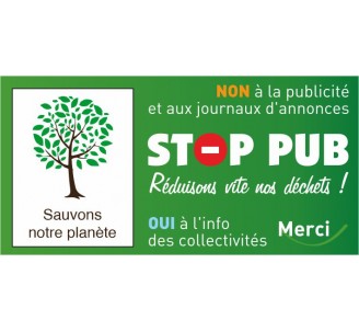 Plaque Pas de pub noire pour votre boite aux lettres